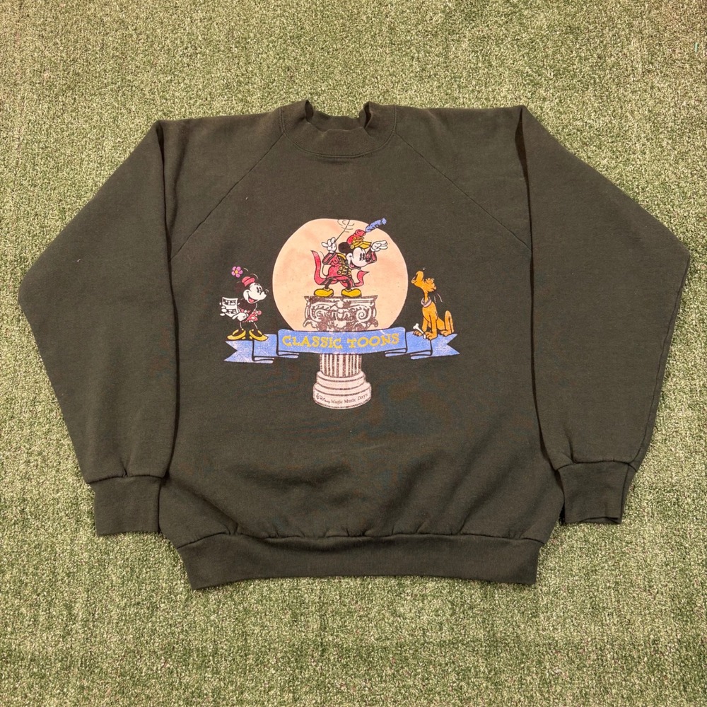Vintage 90s Disney Mickey Mouse Classic Toons Sweatshirt Forest Green XL